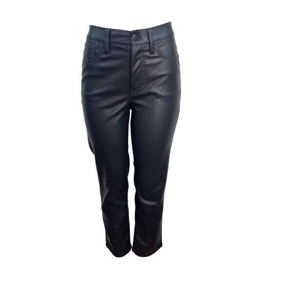 J.Crew Womens Black Faux Leather Pants Slim Fit Cropped Size 27 - Picture 1 of 8